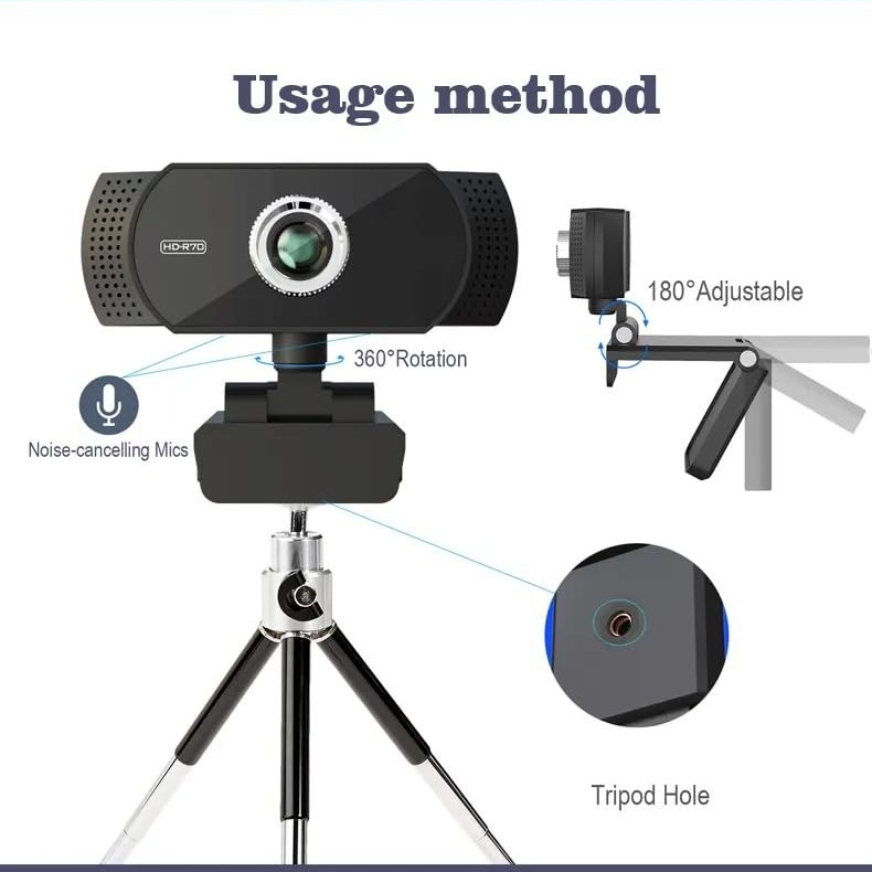 TECHNOVIEW Webcam TV - FHD 300 1080p 30 FPS CMOS Camera Cloud Grey