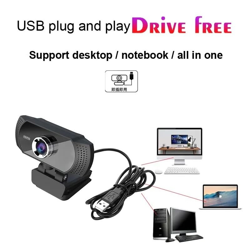 TECHNOVIEW Webcam TV - FHD 300 1080p 30 FPS CMOS Camera Cloud Grey