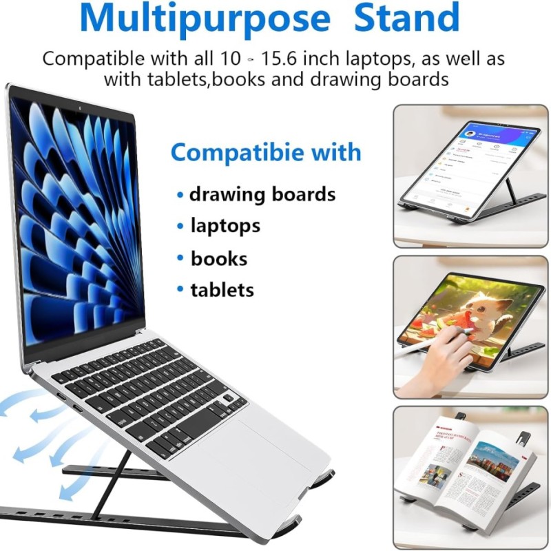 Tukzer Foldable Laptop Stand TZ-T6-Black 7 Level Adjustable Aluminium