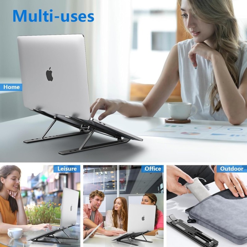 Tukzer Foldable Laptop Stand TZ-T6-Black 7 Level Adjustable Aluminium