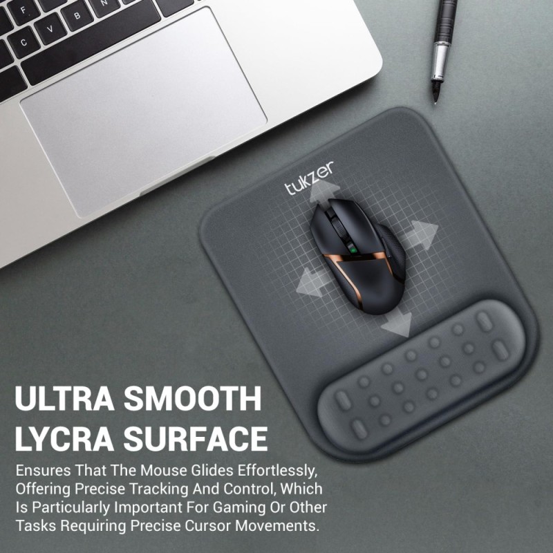 Tukzer Gel Mouse Pad Wrist Rest TZ-MP-GRY Memory Foam Grey