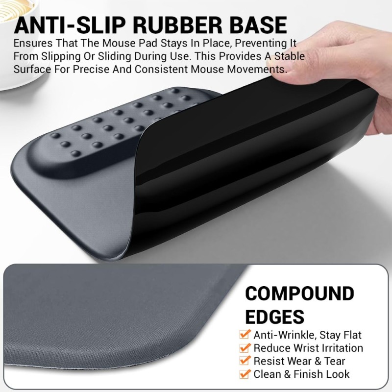 Tukzer Gel Mouse Pad Wrist Rest TZ-MP-GRY Memory Foam Grey