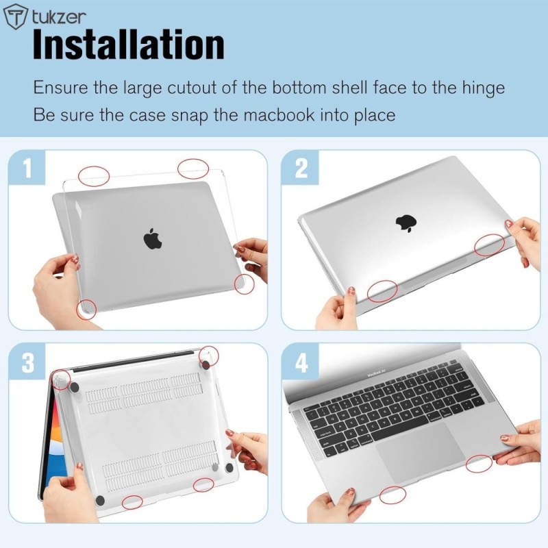Tukzer Laptop Hard Shell Case Cover for MacBook Air M1 13.3 inch Transparent