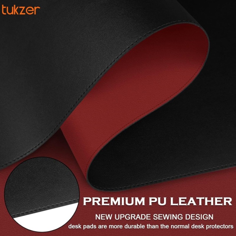 Tukzer Mouse Pad TZ-MP-04-BLK Smooth PU Leather Black-Red