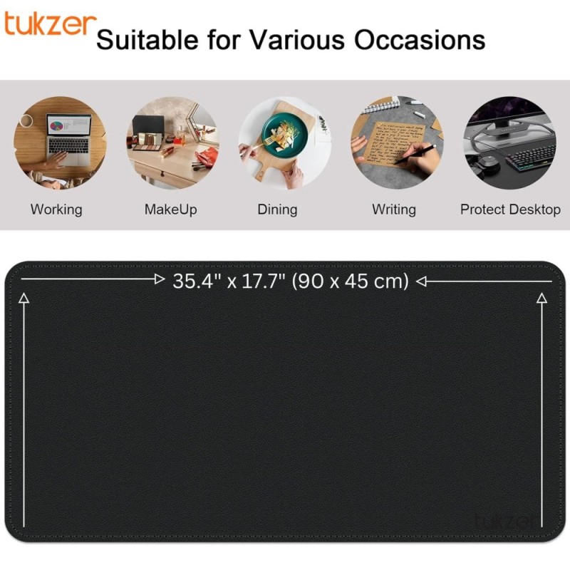 Tukzer Mouse Pad TZ-MP-04-BLK Smooth PU Leather Black-Red
