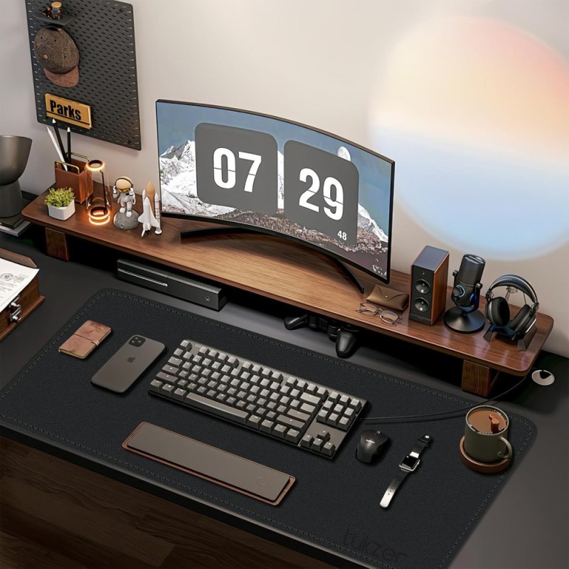Tukzer Mouse Pad TZ-MP-04-BLK Smooth PU Leather Black-Red