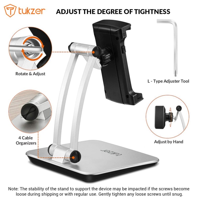 Tukzer Tablet & Mobile Stand TZ-T12 360° Swivel Silver
