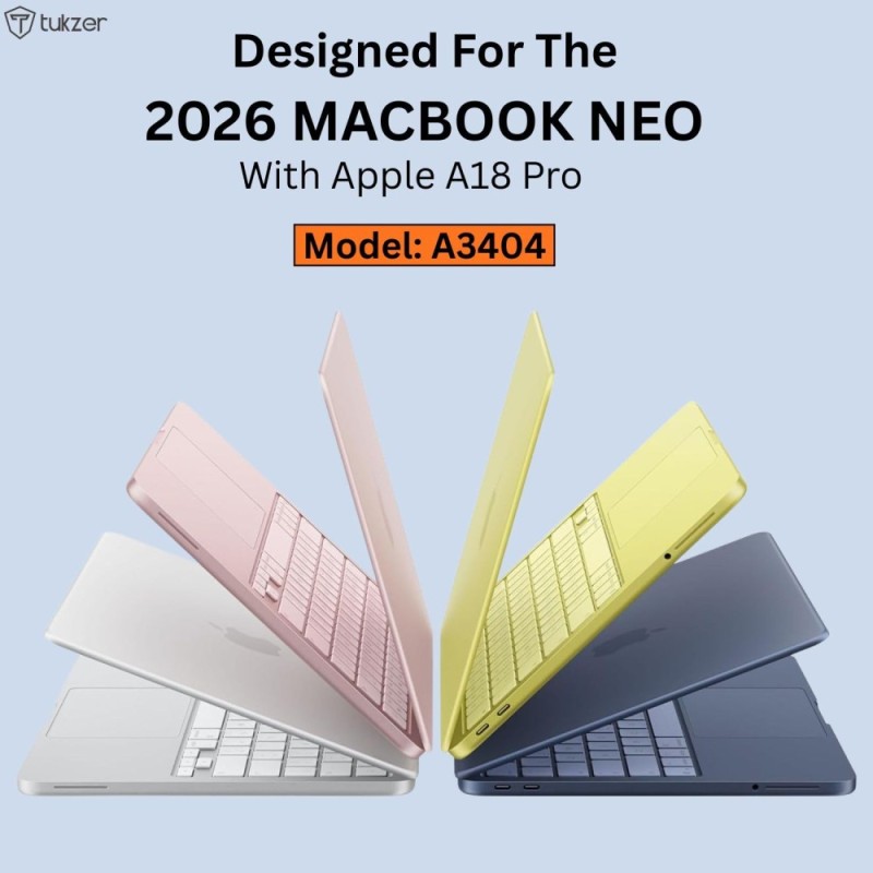Tukzer Transparent Hard Shell Cover for MacBook Neo A3404, Crystal Clear, Ultra-Thin