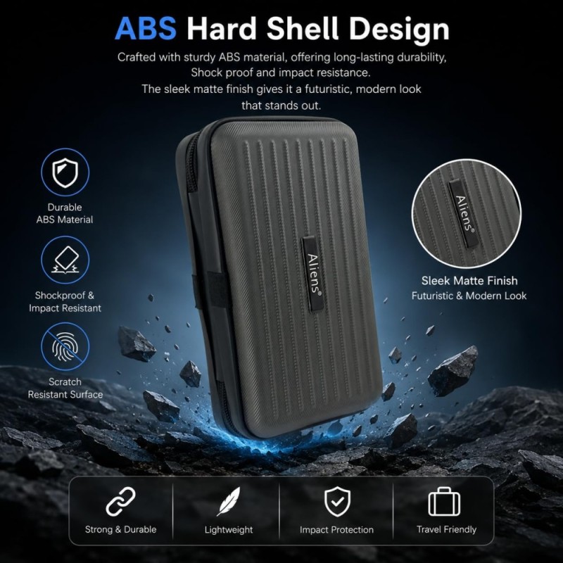 Tukzer Travel Gadget Organiser Case TZ-HGO-01-GRY Grey, ABS Hard Shell, Water-Resistant