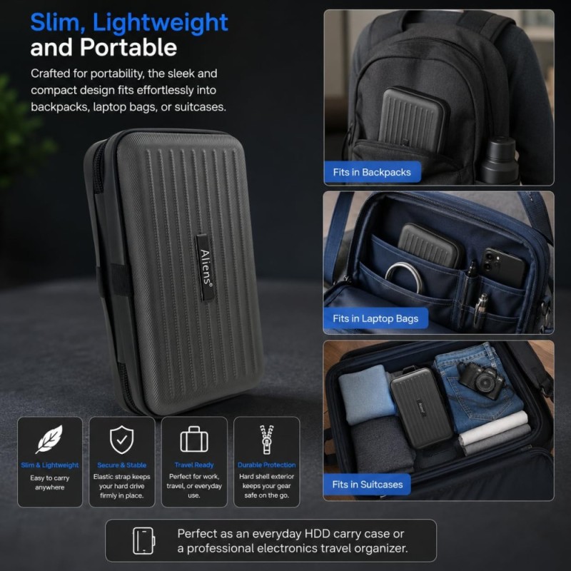 Tukzer Travel Gadget Organiser Case TZ-HGO-01-GRY Grey, ABS Hard Shell, Water-Resistant