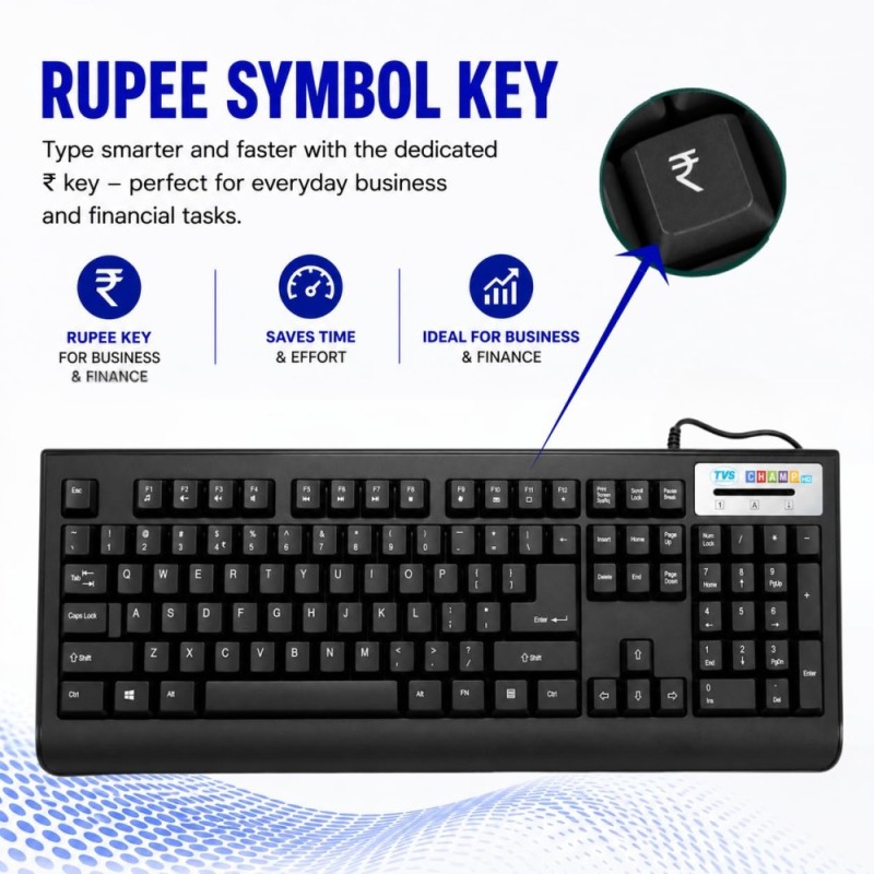 TVS ELECTRONICS Champ Heavy Duty Keyboard Membrane USB Wired 104-Key Champ Heavy Duty