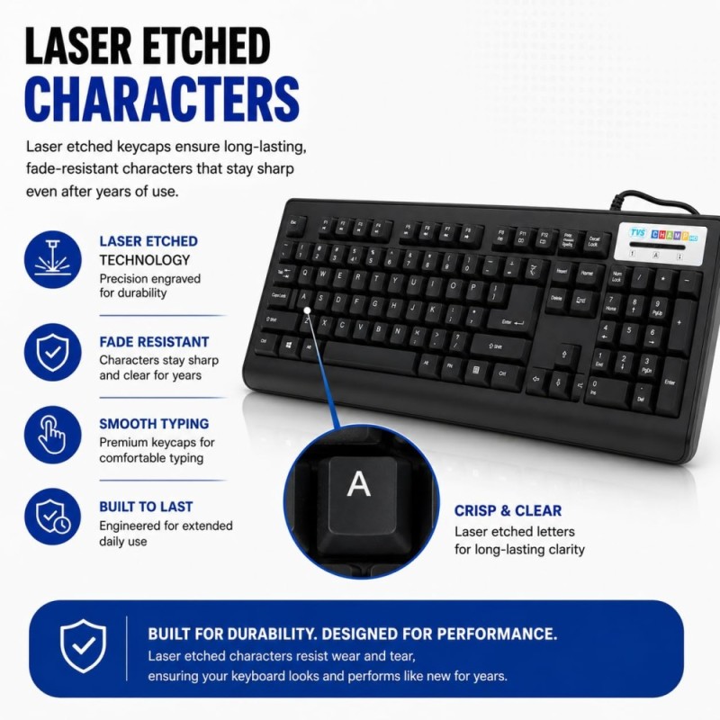 TVS ELECTRONICS Champ Heavy Duty Keyboard Membrane USB Wired 104-Key Champ Heavy Duty