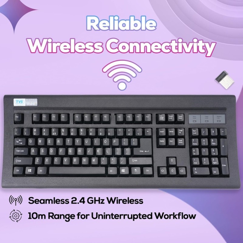 TVS ELECTRONICS Platina Wireless Keyboard Adjustable Tilt Legs Black
