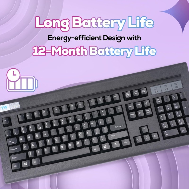 TVS ELECTRONICS Platina Wireless Keyboard Adjustable Tilt Legs Black