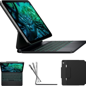 Typecase Edge Keyboard Case for iPad 11th A16 & 10th Gen, 11-Color Backlit, Floating Cantilever, Black