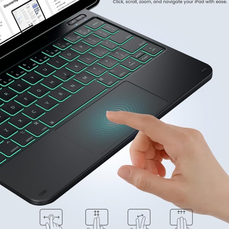 Typecase Edge Keyboard Case for iPad 11th A16 & 10th Gen, 11-Color Backlit, Floating Cantilever, Black