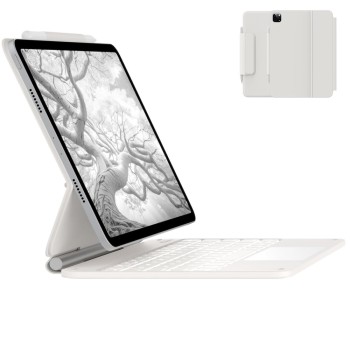 typecase Edge Keyboard Case for iPad Air 11 & Pro 11, 11-Color Backlit, Floating Cantilever Stand, White'26