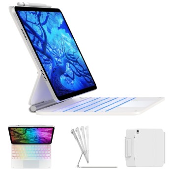 typecase Keyboard Case Edge for iPad 11th & 10th Gen 11-Color Backlit Touchpad White