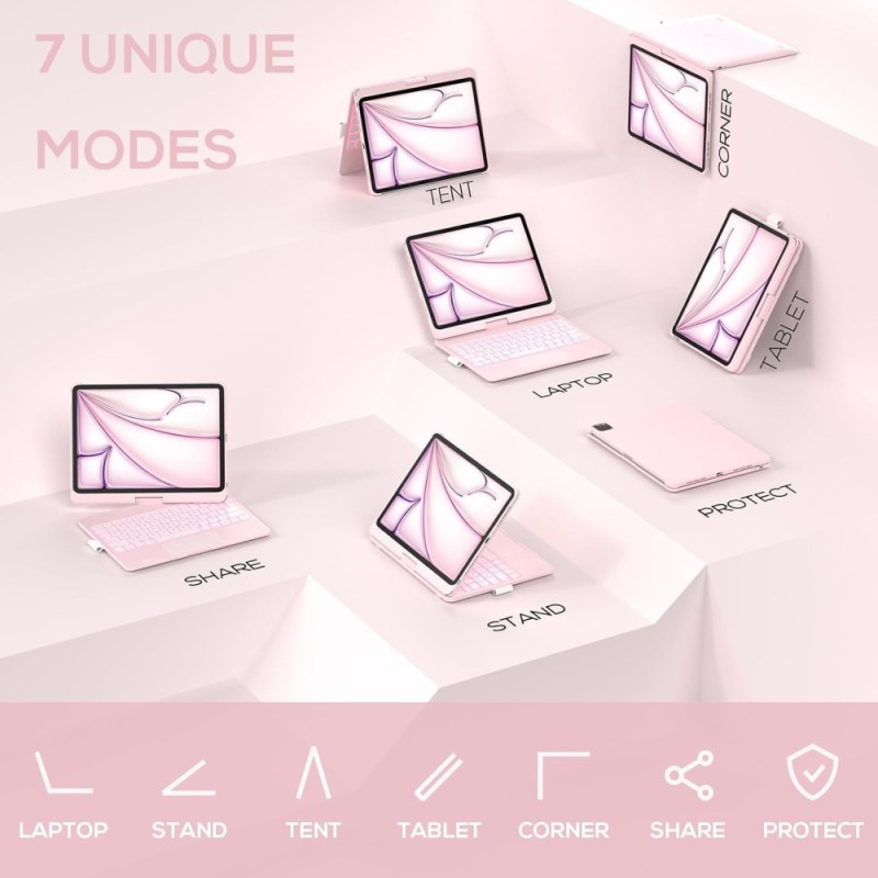 typecase Keyboard Case KB201T-110 Trackpad 11-Color Backlit Light Pink
