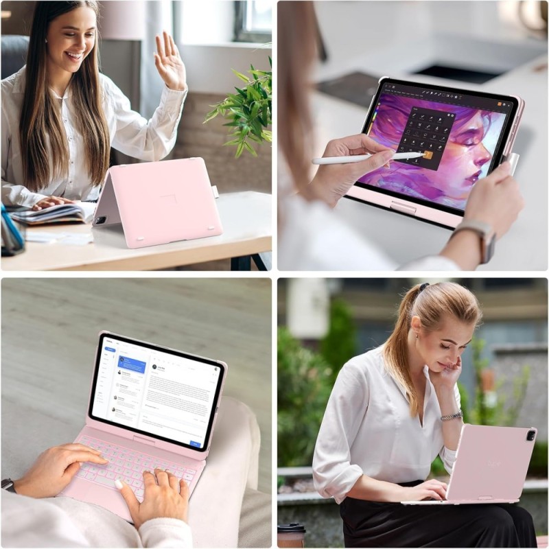 typecase Keyboard Case KB201T-110 Trackpad 11-Color Backlit Light Pink