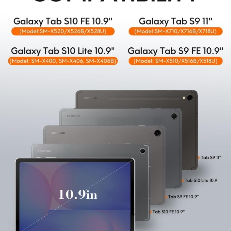 Typecase Keyboard Case S9 BT for Galaxy Tab S10/S9, Trackpad, 7-Color Backlit, Black
