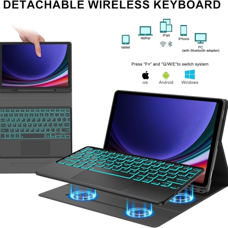 Typecase Keyboard Case S9 BT for Galaxy Tab S10/S9, Trackpad, 7-Color Backlit, Black