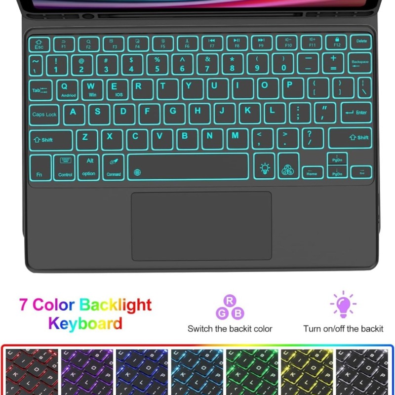 Typecase Keyboard Case S9 BT for Galaxy Tab S10/S9, Trackpad, 7-Color Backlit, Black