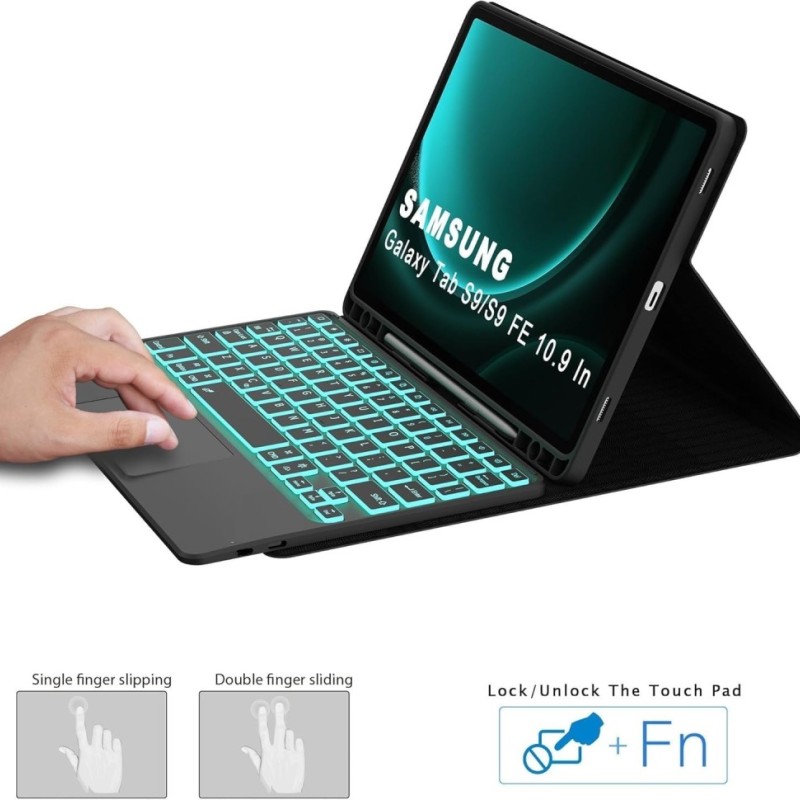 Typecase Keyboard Case S9 BT for Galaxy Tab S10/S9, Trackpad, 7-Color Backlit, Black