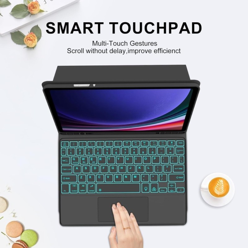 Typecase Keyboard Case S9 BT for Galaxy Tab S10/S9, Trackpad, 7-Color Backlit, Black