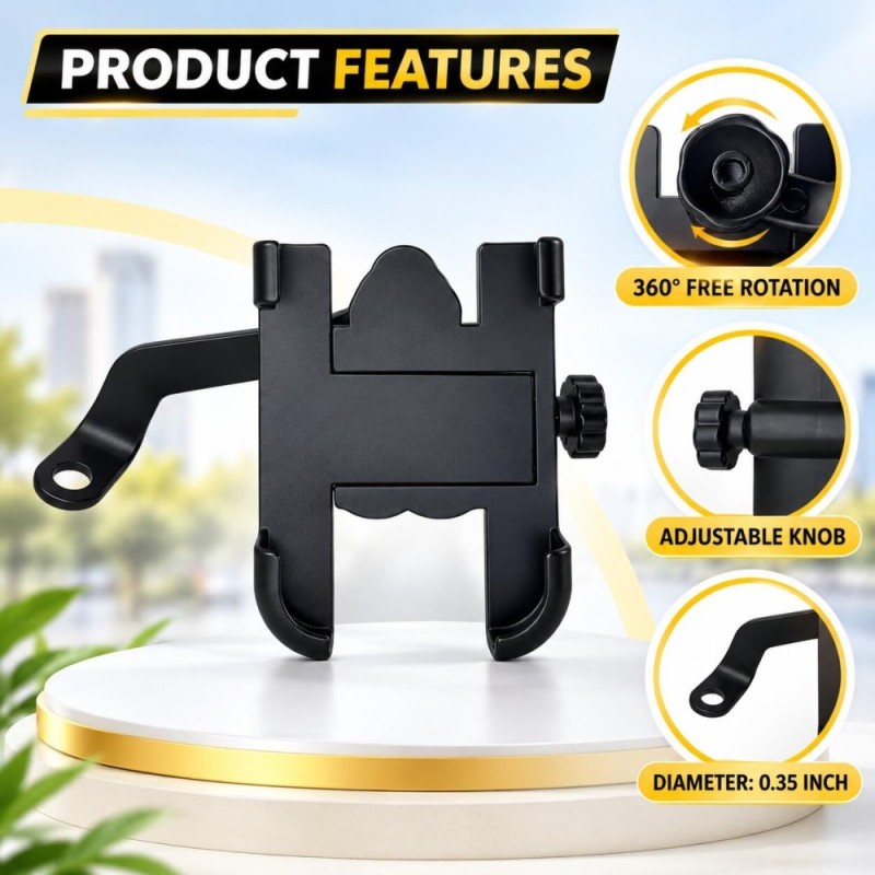 Upix Universal Bike Mount Phone Holder UP4016 Metal Body Black