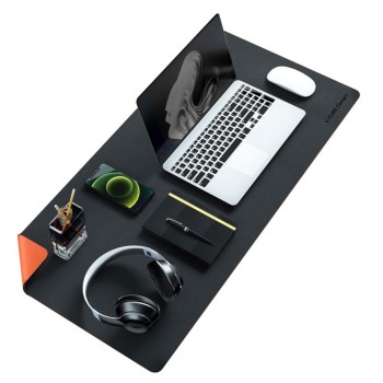 V-CUBE Designs Desk Mat VCD-DMDC7540-BO 75x40cm Vegan Leather Black & Orange
