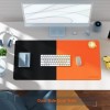 V-CUBE Designs Desk Mat VCD-DMDC7540-BO 75x40cm Vegan Leather Black & Orange