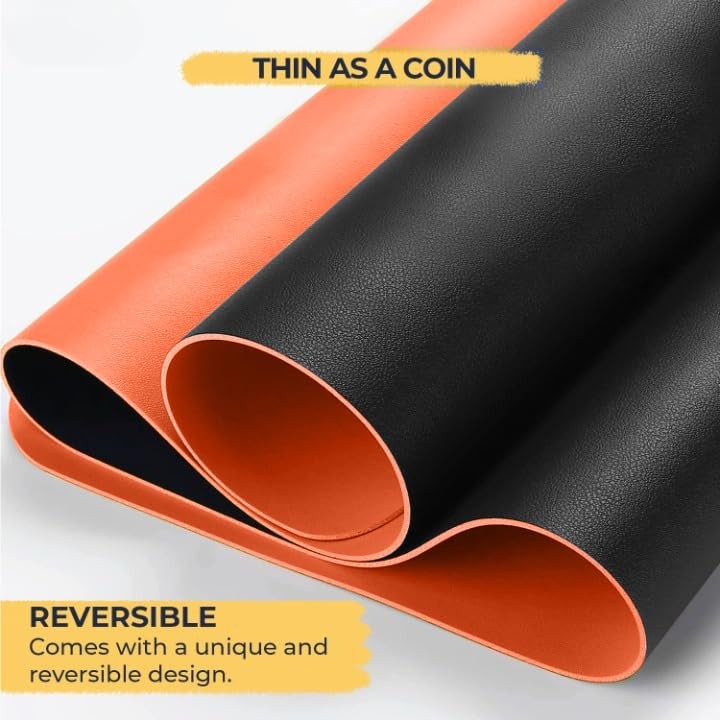 V-CUBE Designs Desk Mat VCD-DMDC7540-BO 75x40cm Vegan Leather Black & Orange