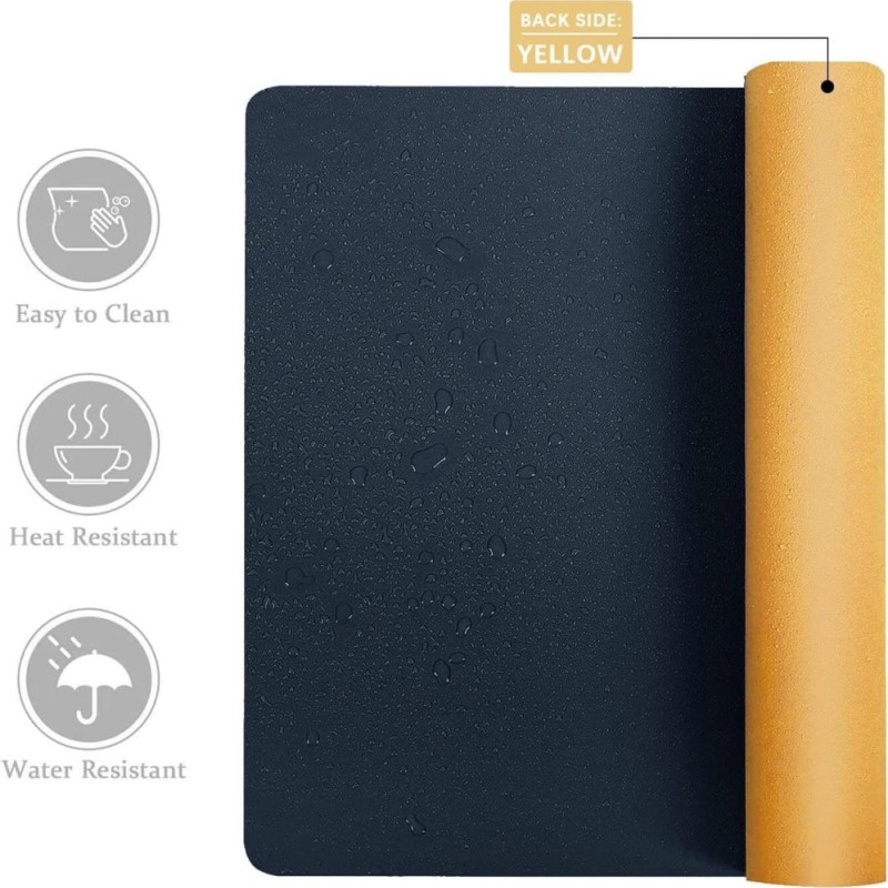 V-CUBE Designs Desk Mat VCD-DMDC7540-NBY Reversible Vegan Leather 75x40cm Navy Blue & Yellow