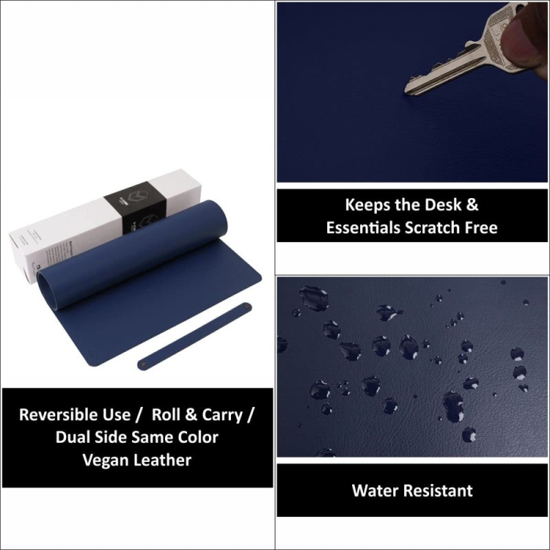 V-CUBE DESIGNS Desk Mat VCD-DMS9045-NB 90x45 cm Vegan Leather Navy Blue