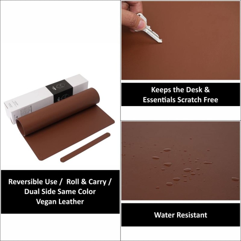 V-CUBE Designs Desk Mat VCD-DMS9045-T 90x45cm Vegan Leather Tan