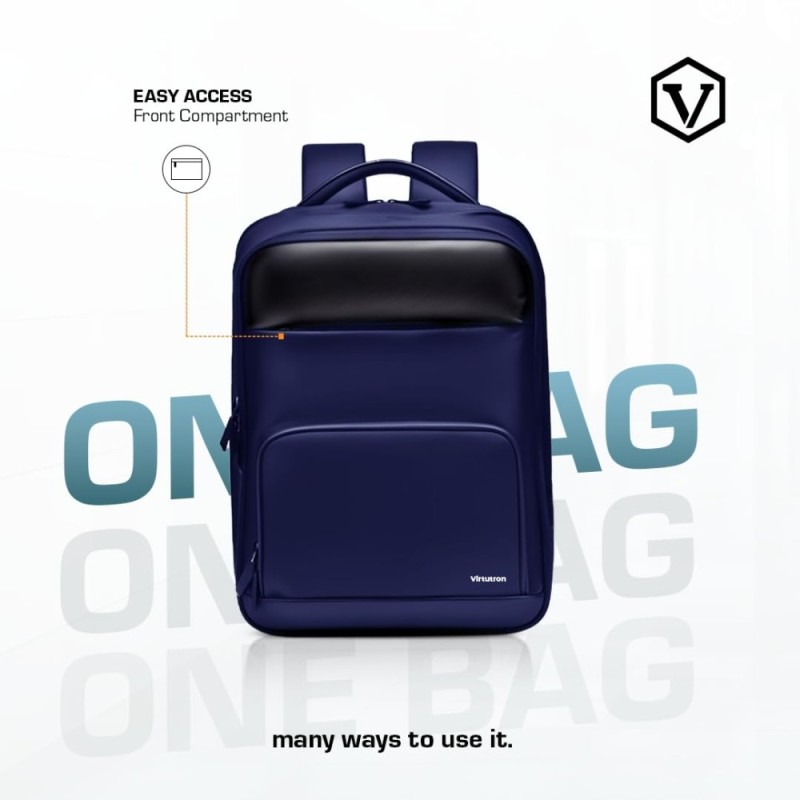 VIRTUTRON Business Laptop Backpack 30L Water Resistant Fits 15.6 Inch Laptop Blue