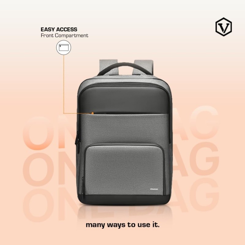 VIRTUTRON Laptop Backpack 15.6 Inch Water Resistant 30L Grey