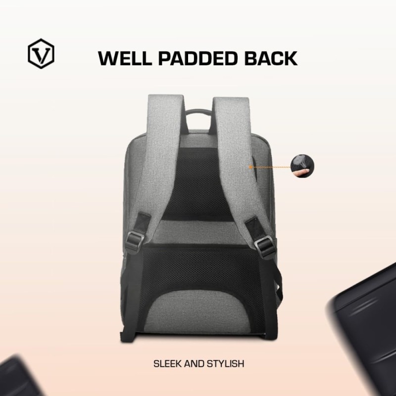 VIRTUTRON Laptop Backpack 15.6 Inch Water Resistant 30L Grey