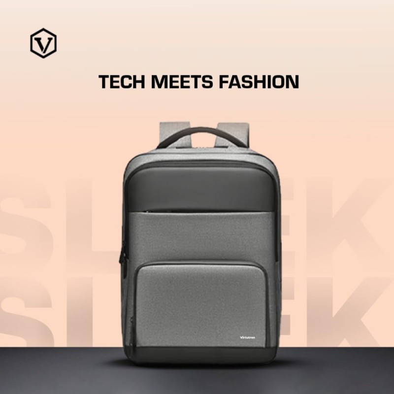 VIRTUTRON Laptop Backpack 15.6 Inch Water Resistant 30L Grey