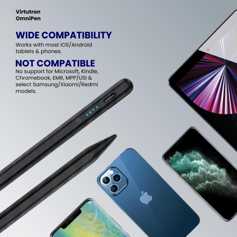 VIRTUTRON Universal Stylus Pen VR0620 Rechargeable Type-C Black