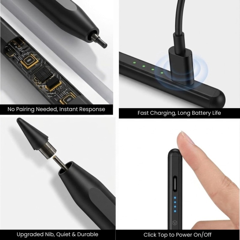 VIRTUTRON Universal Stylus Pen VR0620 Rechargeable Type-C Black