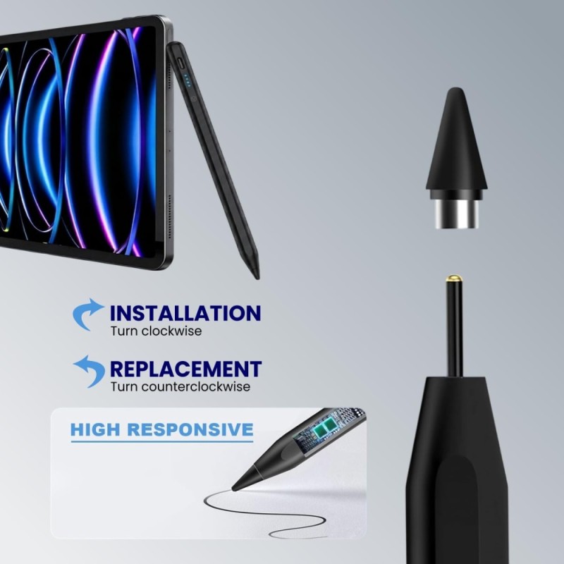 VIRTUTRON Universal Stylus Pen VR0620 Rechargeable Type-C Black