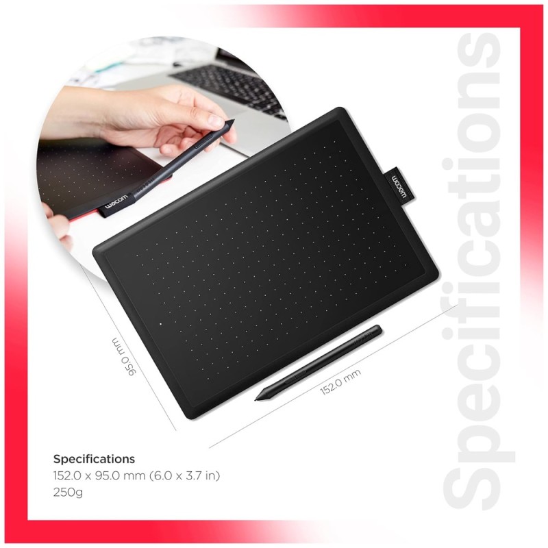 Wacom Digital Drawing Graphics Pen Tablet CTL-472/K0-CX 2048 Pressure Levels Red/Black