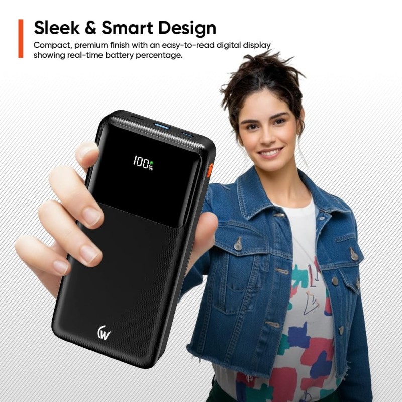 Wireless Gold Power Bank CT-109 20000mAh 35W Fast Charging Black