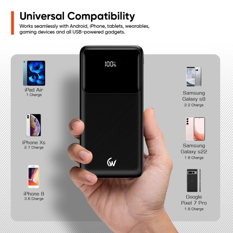 Wireless Gold Power Bank CT-109 20000mAh 35W Fast Charging Black