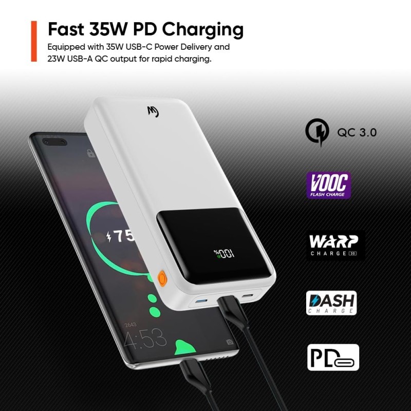 Wireless Gold Power Bank CT-109 20000mAh 35W Fast Charging White