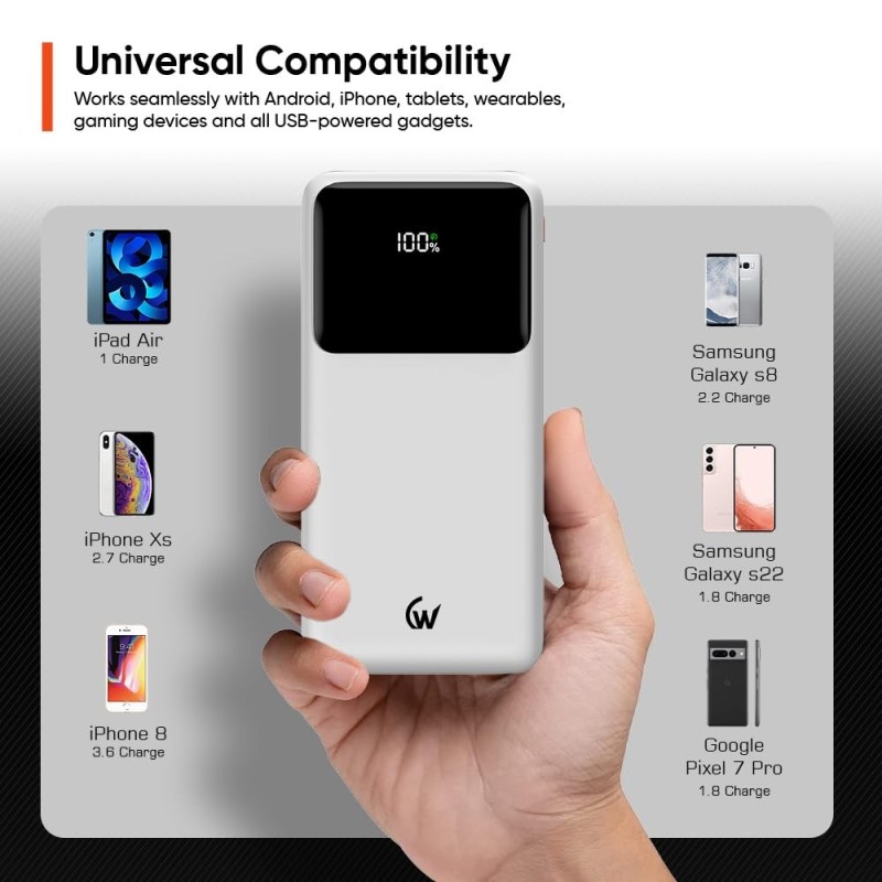 Wireless Gold Power Bank CT-109 20000mAh 35W Fast Charging White