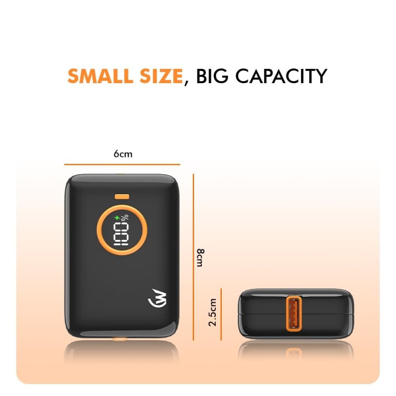 Wireless Gold Power Bank CT-155 10000mAh 15W Fast Charging Black
