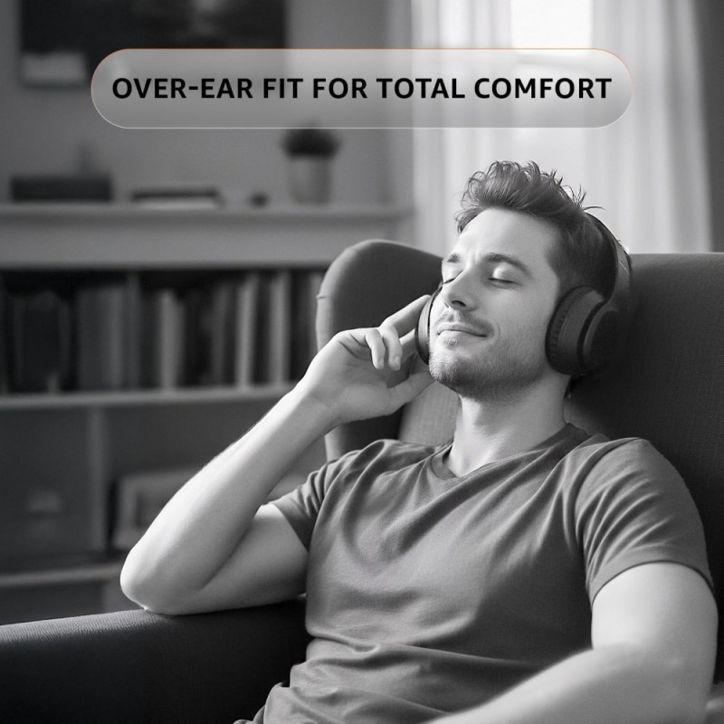 Wireless Over Ear Headphones, Bluetooth 5.4, 40mm Drivers, 18H Playtime, Foldable Lightweight Design with Aux Support, Deep Bass & Mic, Black
